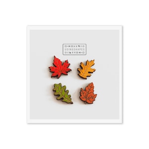 4er Set Herbst Blatt Ohrstecker, Herbst Schmuck, Ahornblatt Ohrringe