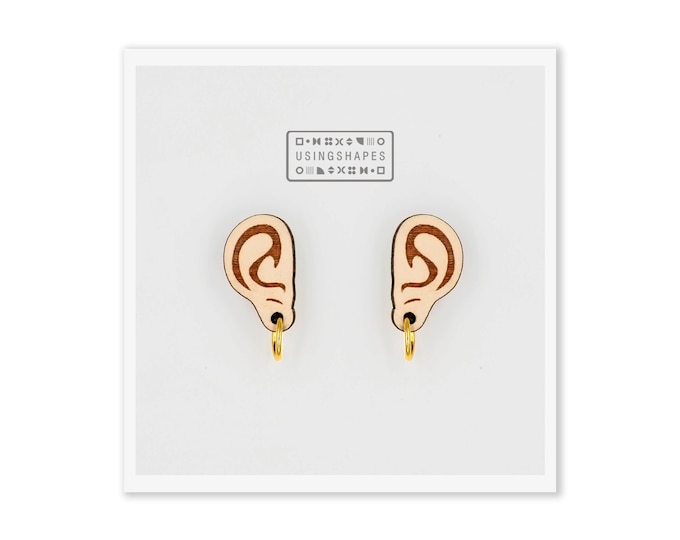 Human Ears with Earrings Stud Earrings, Ears For Your Ears, Human Ear Studs, Post Back Style, Fun Accessories, Eco friendly