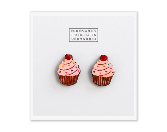Cupcake Earrings, Birthday Sprinkle Cupcake Stud Earrings, Cute Cupcake, Birthday Gift, Birthday Party