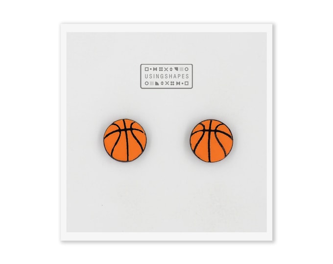 Basket Ball Stud Earrings, Sports Lover Earrings, Basketball Earrings, NBA Fan, Orange Ball Studs, Basket Fan Earrings, Eco friendly
