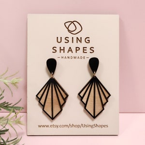 Geometrical Wooden Earrings, Drop Earrings, Elegant Earrings, Gift For Her, Statement Earrings,BK125
