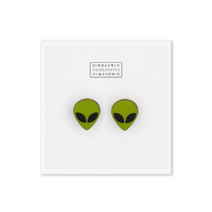 Grün Alien Ohrstecker, Alien Ohrstecker, Area 51 Ohrringe, Alien Schmuck, Grunge Ohrringe, 90er Jahre, UFO Schmuck, Akte X, Umweltfreundlich