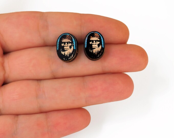 Bigfoot Face Stud Earrings | Unique Sasquatch-Inspired Jewelry | Fun and Quirky Sasquatch Accessories