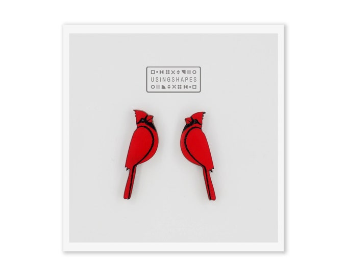 Cardinal Bird Stud Earrings, Red Bird Studs, Cardinal Jewelry, Cardinal Bird Studs, Bird Post Earrings, Bird Jewelry, Eco friendly
