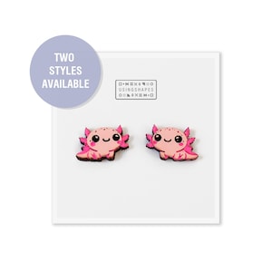 Axolotl Earrings, Young Girls Earrings, Pink Earrings, Aquatic Animal Jewelry,Fantasy Earrings, Cute Axolotl Studs,