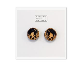 Big Foot Stud Earrings, Sasquatch Earrings, Sci Fi Earrings, Casual Wear Earrings, Sasquatch Studs, Paranormal Earrings, Eco friendly