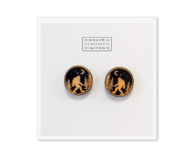 Big Foot Stud Earrings, Sasquatch Earrings, Sci Fi Earrings, Casual Wear Earrings, Sasquatch Studs, Paranormal Earrings, Eco friendly