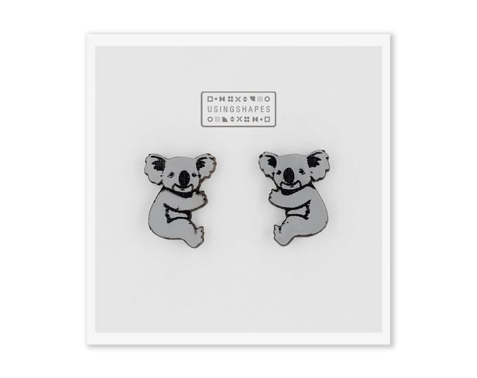 Koala Stud Earrings, Koala Earrings, Cute Animal Studs, Koala Post Earrings, Animal Jewellery, Gift for Her, Eco friendly
