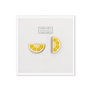 Lemon Slice Wood Stud Earrings, Stud Earrings, Wooden Stud Earrings, Post Earrings, Handmade Earrings