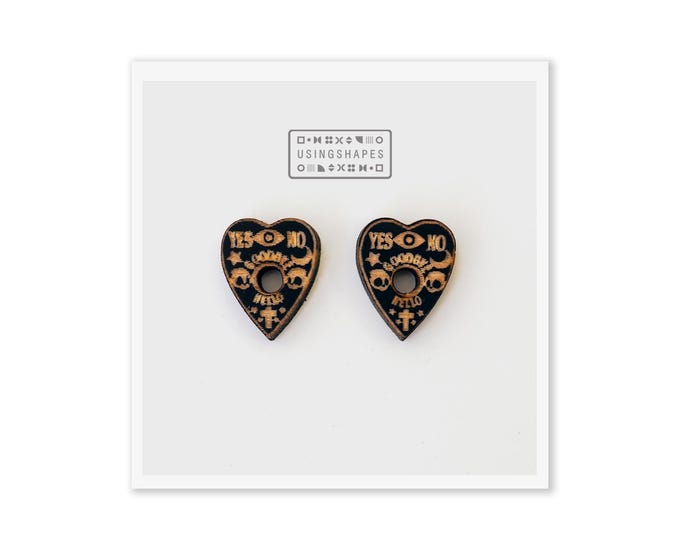 Witchy Planchette Earrings, Gothic Jewelry, Goth Earrings, Witchy Earrings, Spooky Jewelry, Ouija Planchette Stud Earrings