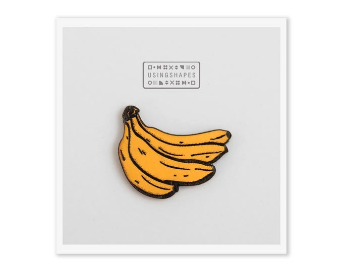 Wooden Banana Bunch brooch, Yellow Bananas Pin Brooch / Fridge Magnet, Fruit Pin Brooch, Wooden Pin, Magnet, YW17