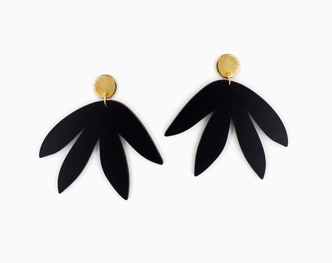 Abstract Black Leaf Drop Earrings, Leaf Earrings, Black Earrings, Abstract Earrings, Gift for Her, Eco friendly