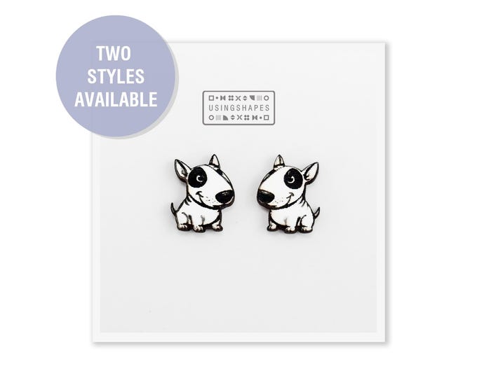 Bull Terrier dog Stud Earrings, Dog Post Earrings, Wooden Earrings, Bull Terrier Post Earrings, Eco friendly