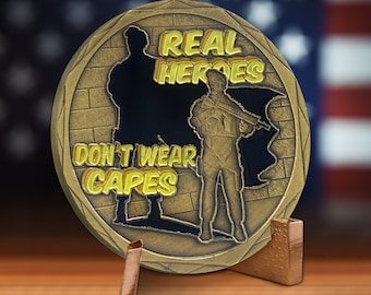 Military Soldier Challenge Coin Heroes Don't Wear Capes Collectible Gift for Him/ Father