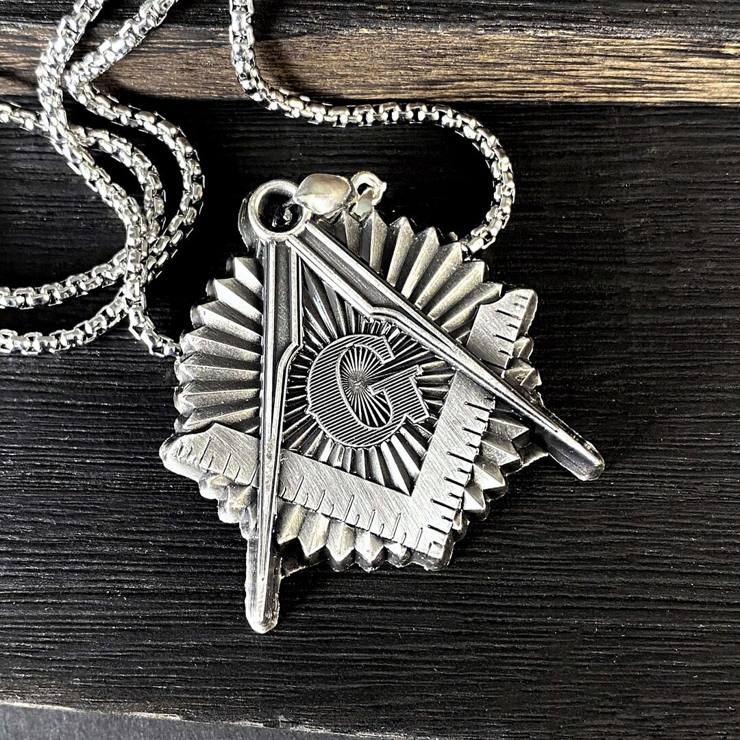 Masonic Necklace Compass & Gsymbol Badge Pendant Gift for Freemasons