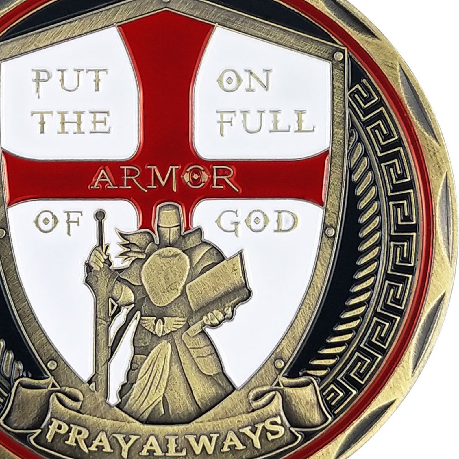 thumbnail image 2 of Put On The Full Armor Of God Challenge Coin – Crusader Design – Christian Gift (Bronze, 1.57") 2 of 5