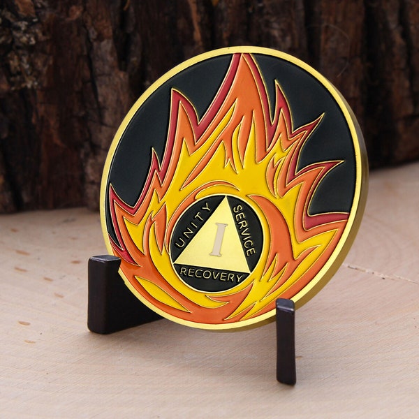 Unity Service Resurrection Gold Flame 1/2/3 Year Recovery Gift Celebration Sobriety Coin