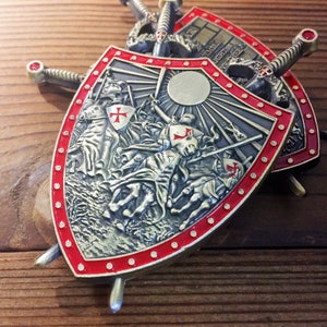 Knights Templar Challenge Coin Armor of God Deus Vult Crusade Shield Badge/ Gift for Him