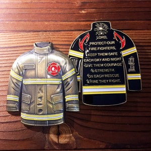 Firefighter Uniform Gear Featured Challenge Coin Fireman's Prayer Collectible Chip/ Gift for Firefighter