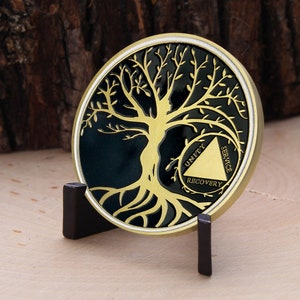 Personalized Time Tree Of Life Recovery Coin Gift Celebration Sobriety Coin