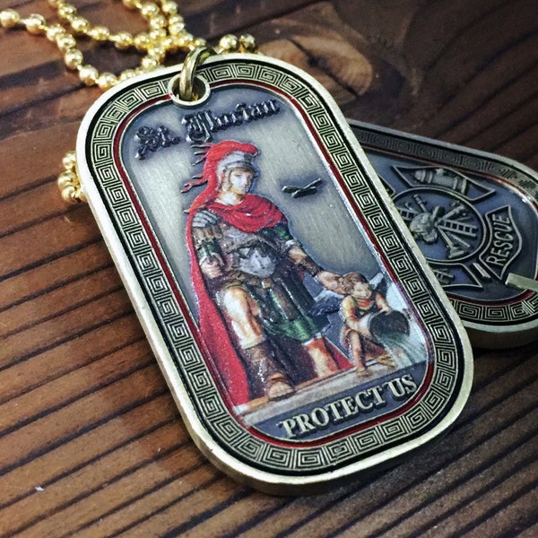 Firefighter Dog Tag St. Florian Patron Saint Challenge Coin Fireman Brotherhood/ Gift for Firefighter