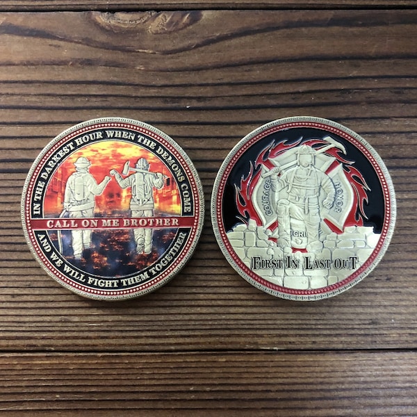 Firefighter Brofist Challenge Coin Fireman Warrior Thin Red Line Prayer/ Gift for Firefighter