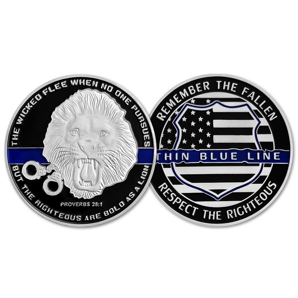 Polizei LEO Challenge Münze dünne blaue Linie Strafverfolgung Tapferkeit Sammlerstück / Geschenk für Offizier