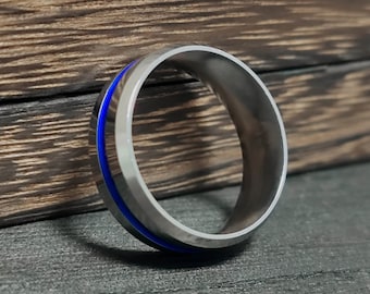 Police Officer Ring A Thin Blue Line Steel Ring LEO Accessory Gift for Police