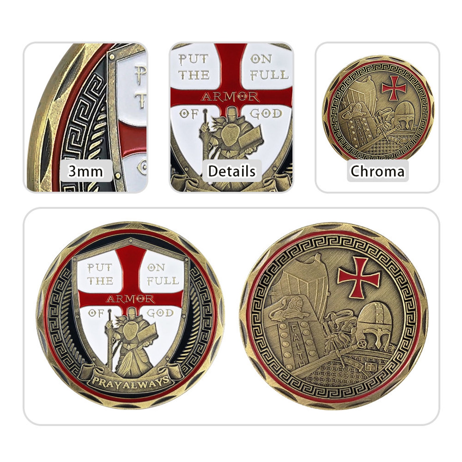 Crusader Pray Always Challenge Coin Put On the Full Armor