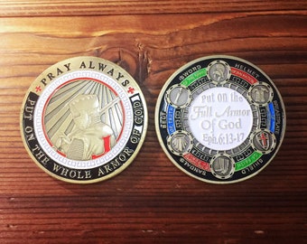 Put On the Full Armor of God Challenge Coin Knights Crusader Eph. 6:13 Prayer/ Gift for Him