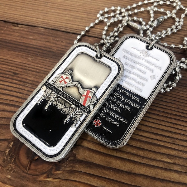 Tempeliers Dog Tag Hanger Crusader Brofist Brotherhood Life Creed Ketting / Cadeau voor hem