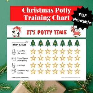 Christmas Potty Training Chart, Printable Sticker Chart, Reward Chart, Editable Potty Chart, Custom Toddler Chart, Digital Instant Download