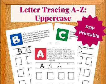 Letter Tracing A-Z: Uppercase Letters | Preschool Printable | Instant Download