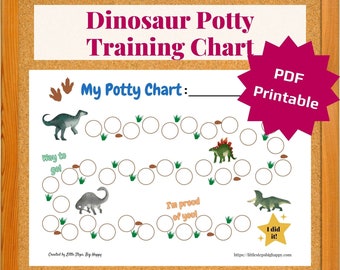 Dinosaur Potty Training Chart | Printable Sticker Chart for Boys | Daily or Weekly Toilet Training Chart | Toddler | Preschool | Cute & Fun
