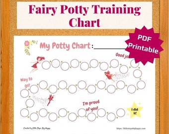 Fairy Potty Training Chart | Printable Sticker Chart for Girls | Daily, Weekly Toilet Training Chart | Toddler and Preschool | Cute & Fun