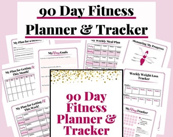 90 Day Fitness Planner and Tracker | Printable Workout Journal | Daily, Weekly, Monthly Tracker | Health, Exercise, and Weight Loss Planner