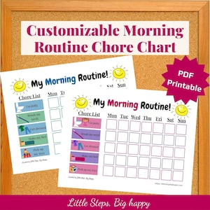 Individualisierbare Tagesplan für Kinder | Chore List W/ Bilder | Kinder & Kinder StickerKarte | Tägliche Routine Checkliste