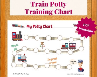 Train Potty Training Chart, Digital Instant Download, Printable Sticker Chart, Reward Chart, Editable Potty Chart, Custom Toddler Chart