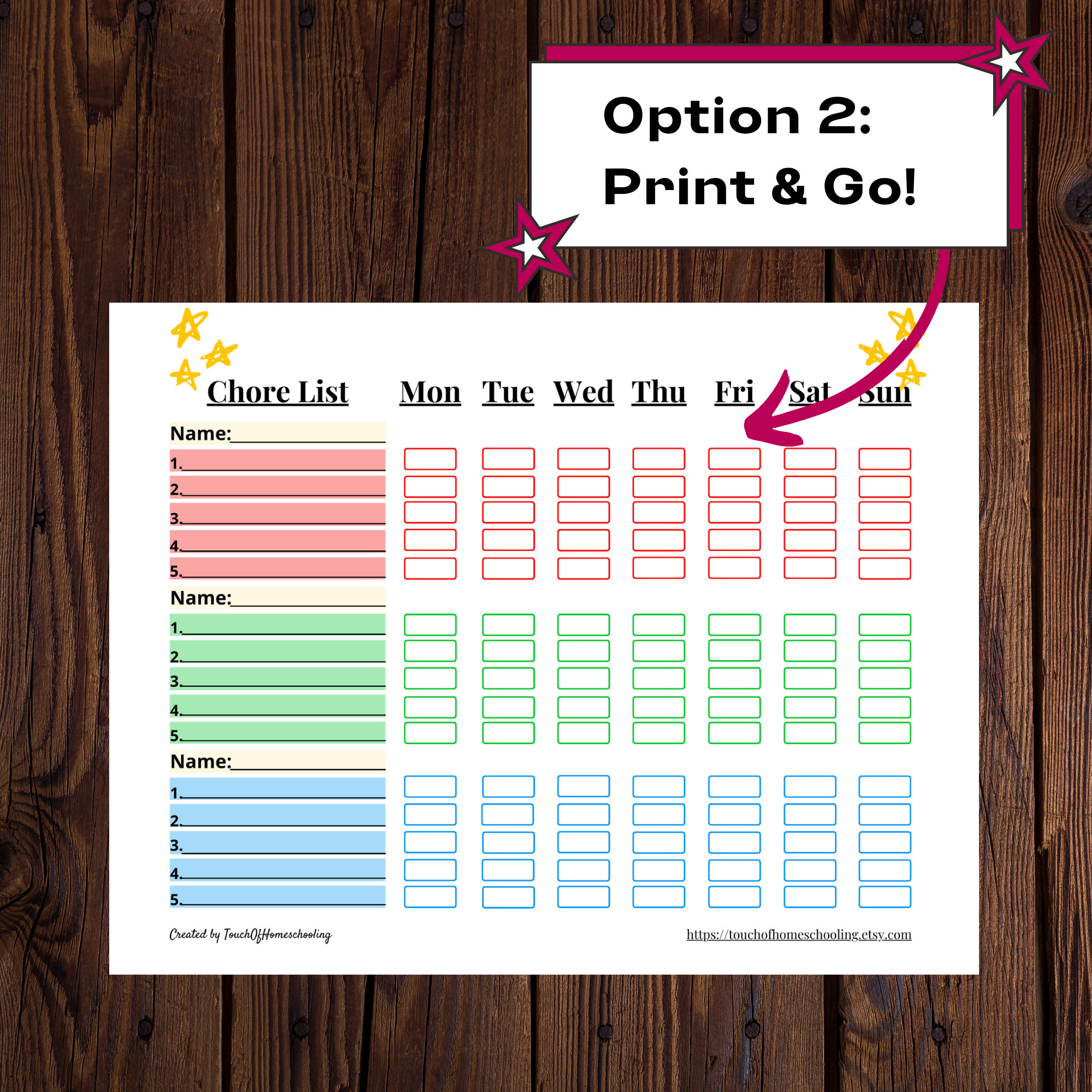 Weekly Chore Chart for 3 Kids | Printable Chore List | Multiple Kids ...