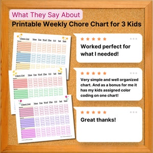 Weekly Chore Chart for 3 Kids | Printable Chore List | Multiple Kids ...