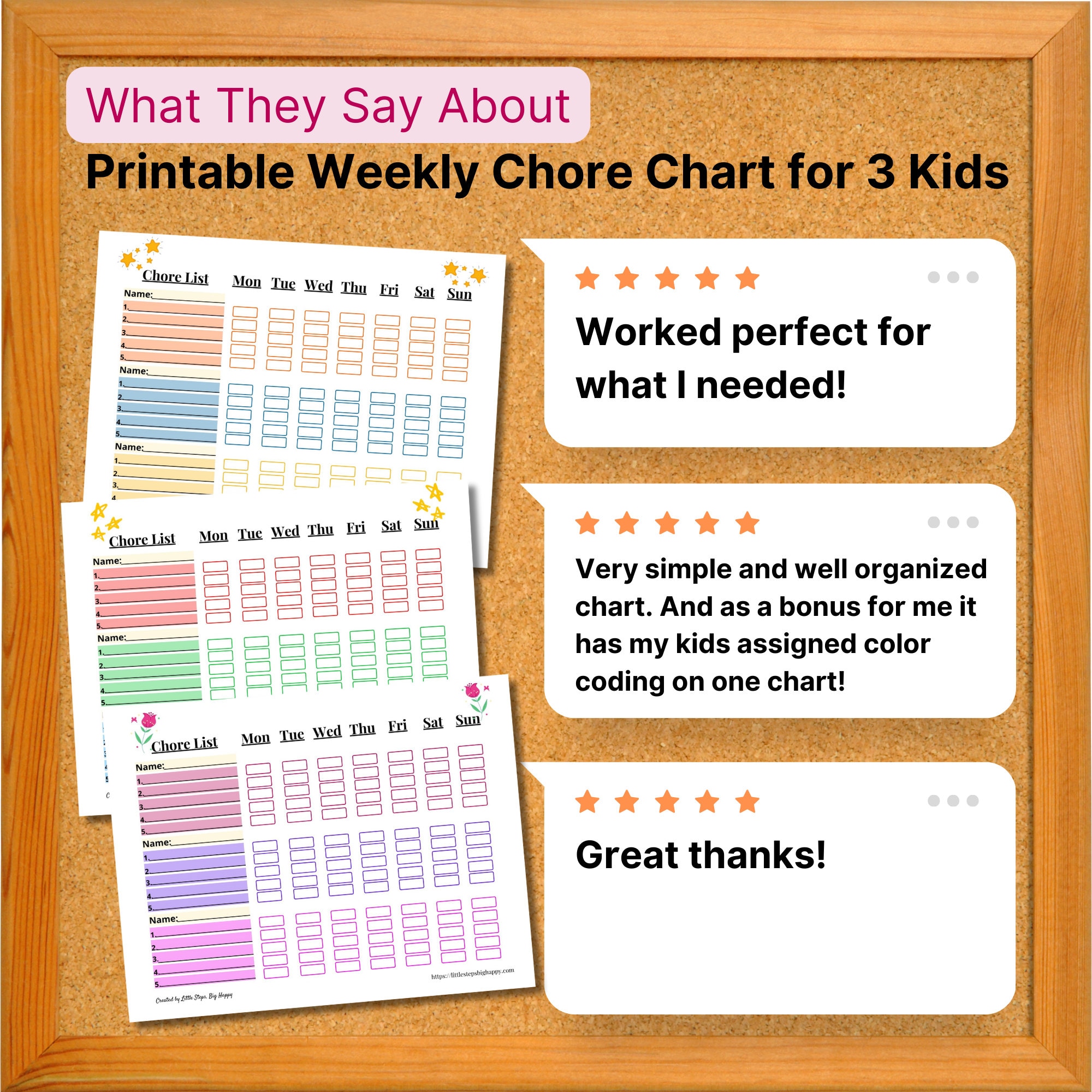 Weekly Chore Chart for 3 Kids | Printable Chore List | Multiple Kids ...
