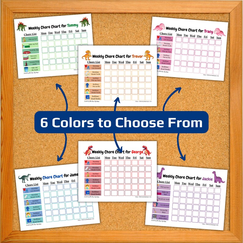 Dinosaur Printable Chore Chart for Kids, Editable Kids Chore Chart ...