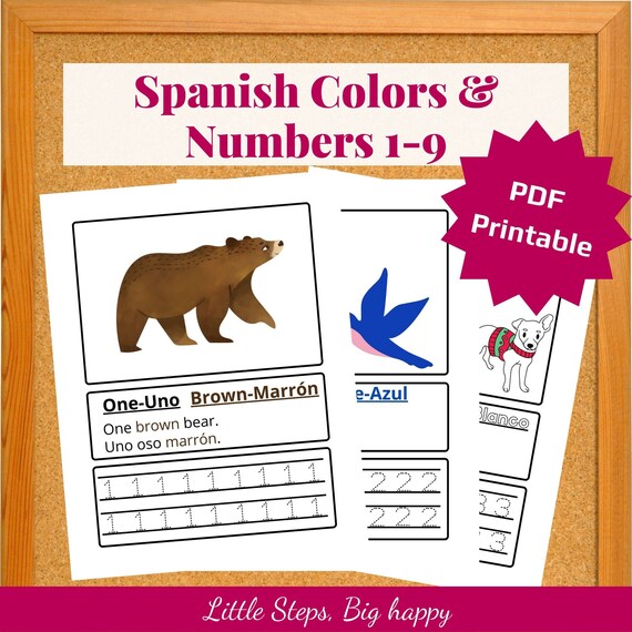 printable spanish colors numbers worksheets learning pages etsy