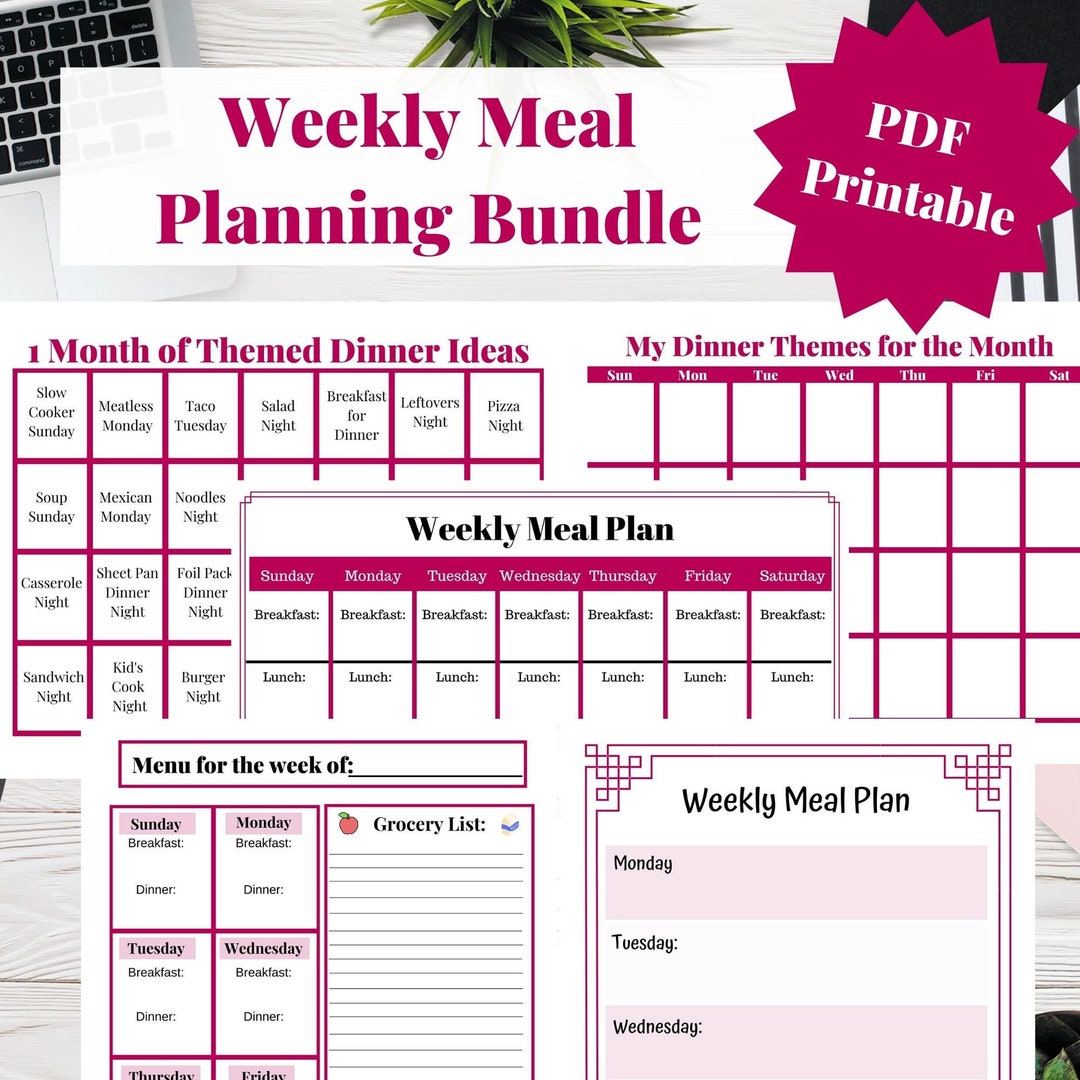 Printable Weekly Meal Planner: Family Menu, Shopping List (PDF) - Etsy