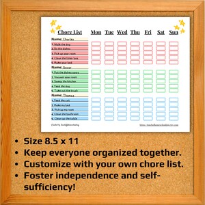 Weekly Chore Chart for 3 Kids | Printable Chore List | Multiple Kids ...
