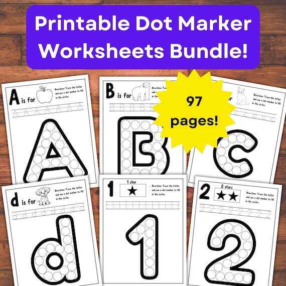 Dot Marker Worksheets Bundle, Homeschool Printable, Printable Preschool Worksheets, Toddler Worksheets, Dot a Dot Pages for Preschool