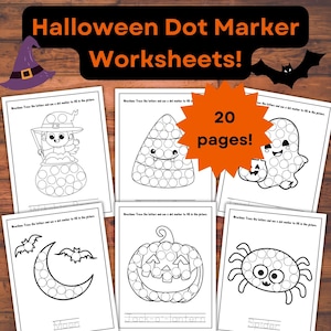 Halloween Printable Dot Marker Worksheets for Kids, Halloween Activity, Coloring Pages, Halloween Worksheets, Kids Halloween Party Activity