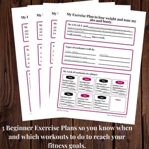 Fitness Planner Bundle Printable Workout Schedule at Home Beginner ...
