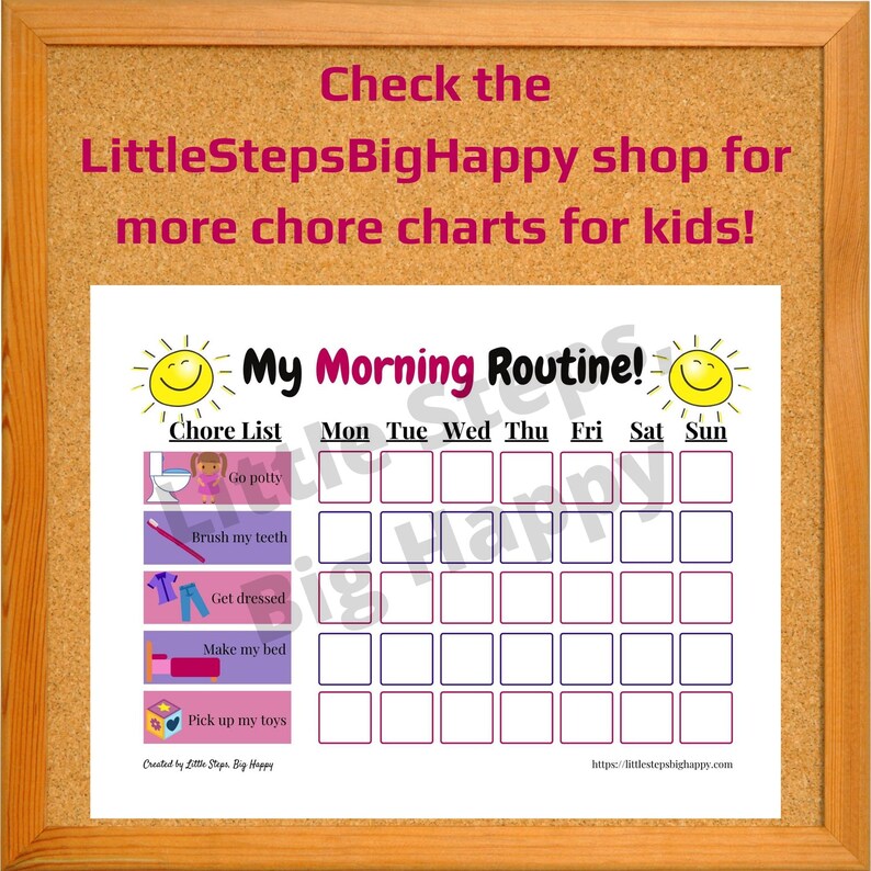 Printable Morning Routine Chart for Kids Chore List With | Etsy