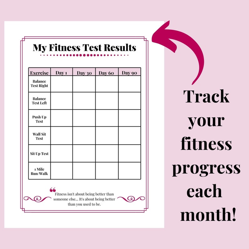90 Day Fitness Planner and Tracker Printable Workout Journal Daily ...